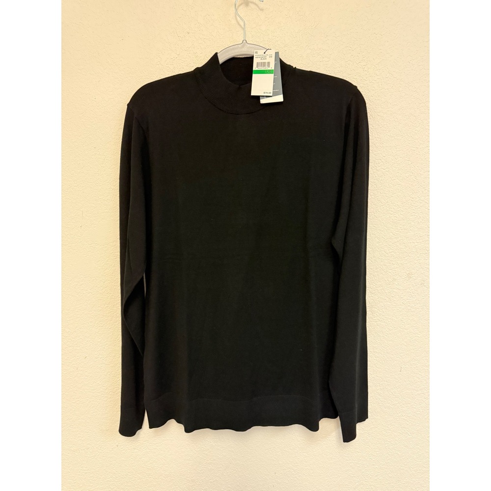 Perry Ellis Men's Large Black Mock Neck Sweater Viscose Blend NWT